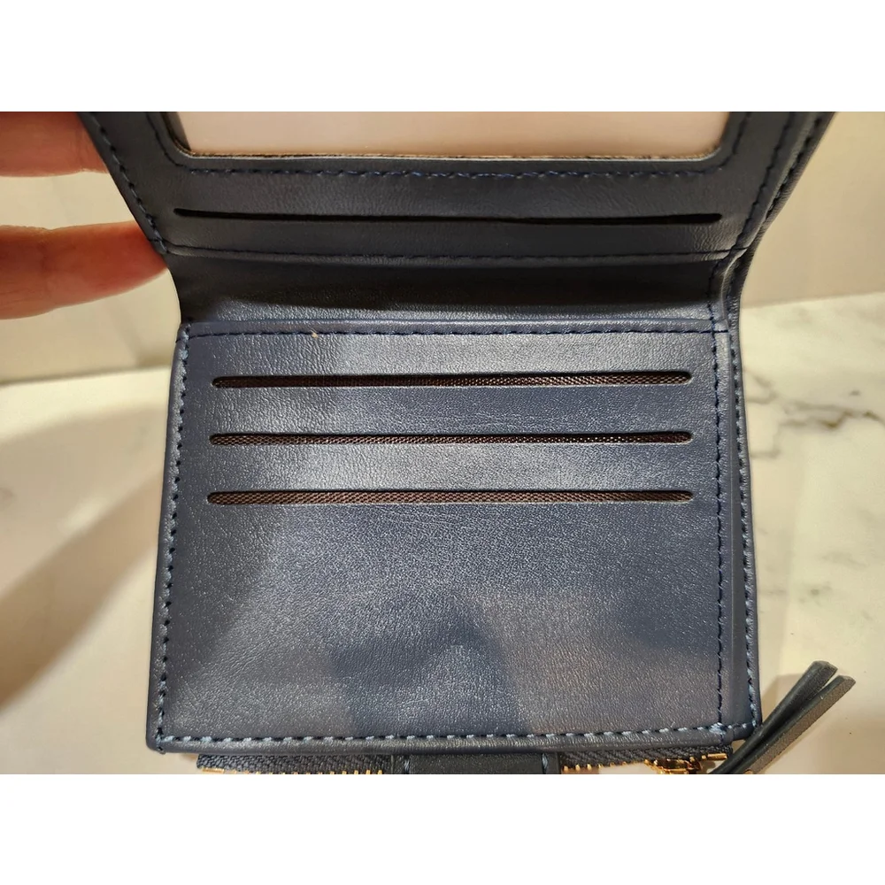 Crisscross Pattern Buckle Wallet In Blue